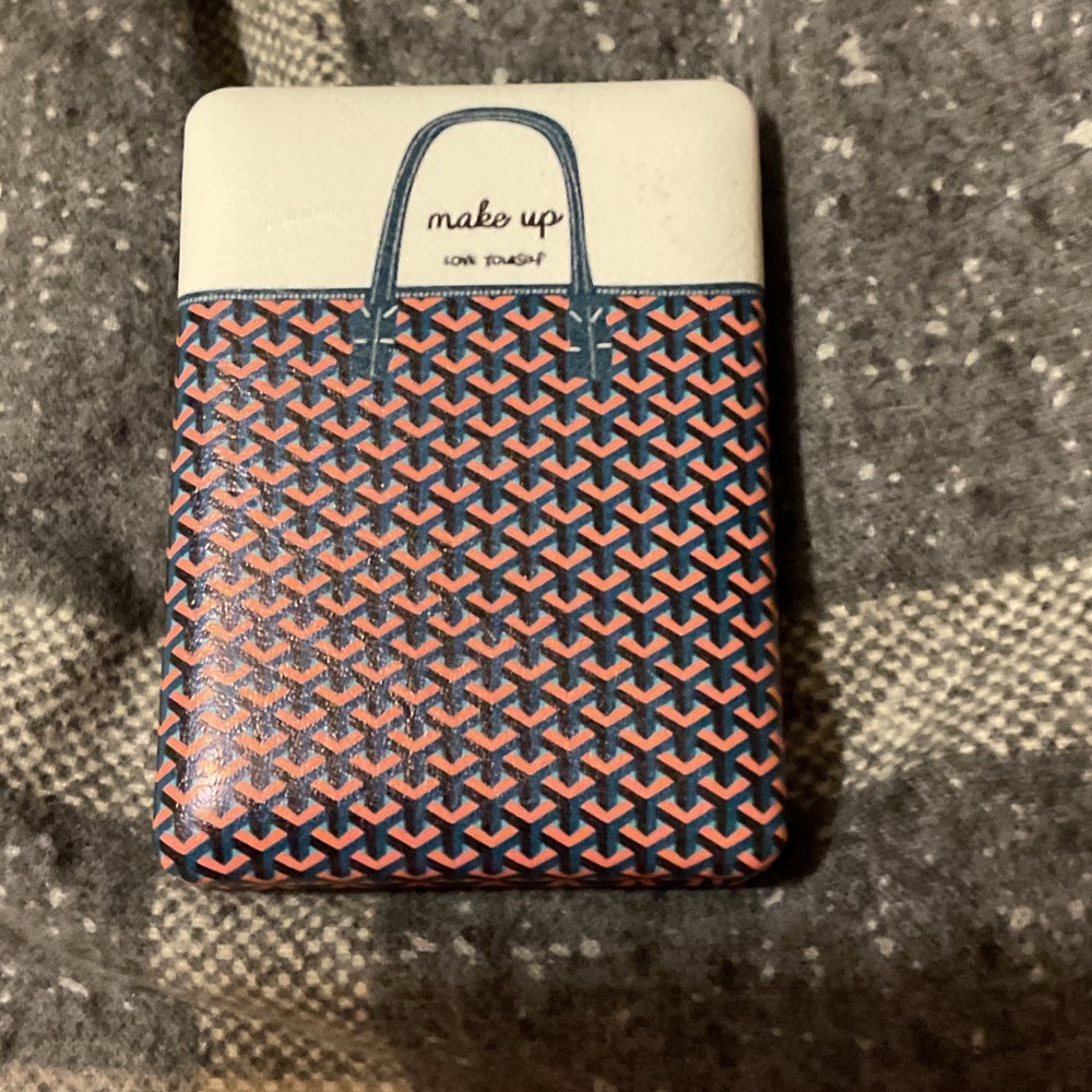 Mirror compact with Blue and Orange Pattern